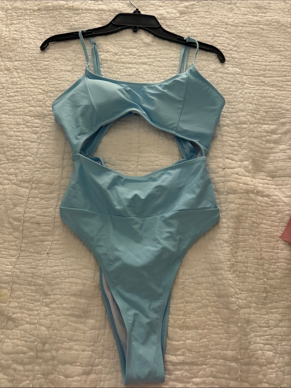 Light Blue Cutout  One-Piece monkini Swimsuit